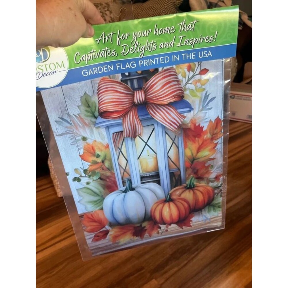 Fall Garden Flag Pumpkin Lantern